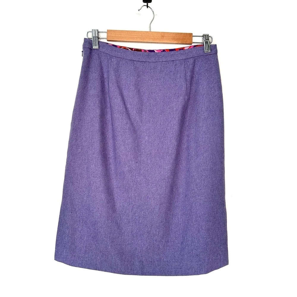Tibi | Purple Wool Floral Silk Lined Pencil Skirt Size 8